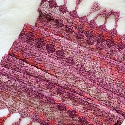 Rose Dreams Entrelac Shawl