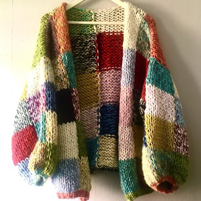 Stash buster patchwork cardigan - knitting pattern