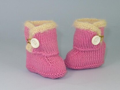 Baby Fur Trim One Button Booties (Bootees)