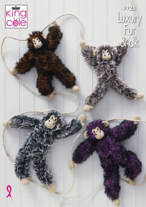 Luxury Fur Chimpanzees in King Cole Luxury Fur and Pricewise DK - 9125 - Downloadable PDF