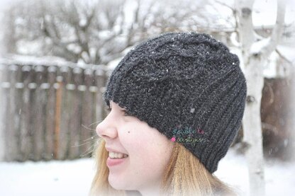 "Knit-Look" Cabled Hearts Beanie