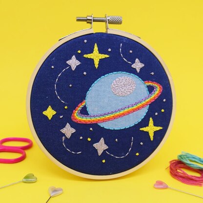 The Make Arcade Mini Printed Embroidery Kit - Galaxy - 4in