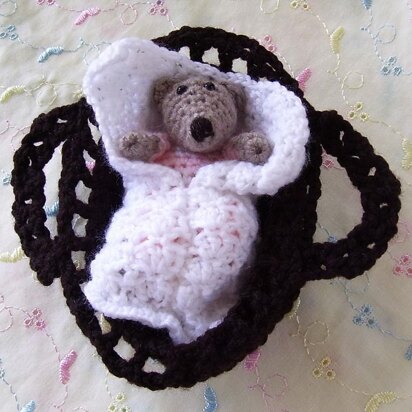 Crochetbury Baby Bear in Moses Basket