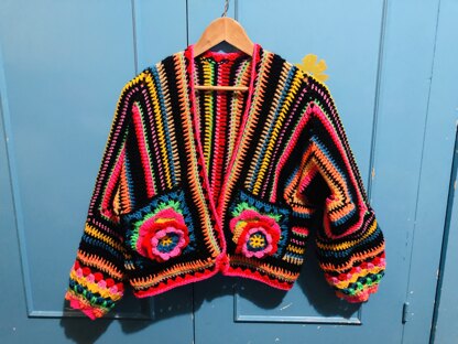 "Blooming Bomber Jacket" - Free Jacket Crochet Pattern For Women in Paintbox Yarns Simply Aran