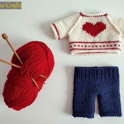 Heart Sweater and Pants for Teddy Bear or Bunny