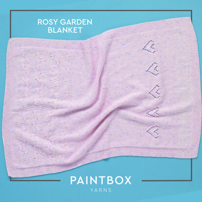 Rosy Garden Blanket - Free Afghan Knitting Pattern For Babies in Paintbox Yarns Baby DK Prints by Paintbox Yarns