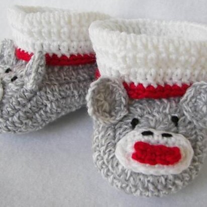 Sock Monkey Baby Booties