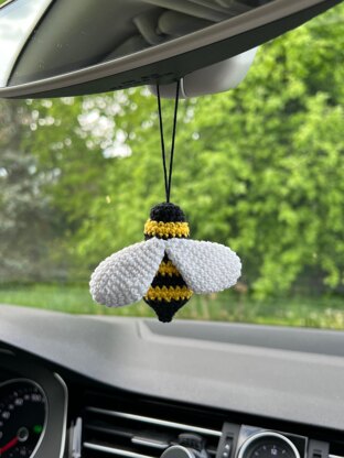 Bee crochet keychain amigurumi pattern Crochet bag charm pattern Crochet car mirror hanging