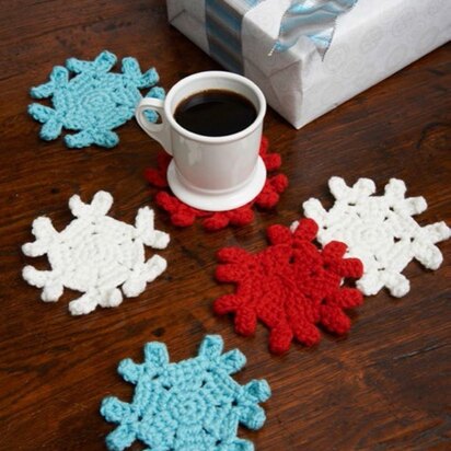 Snowflake Coasters in Red Heart Super Saver Economy Solids - LW3708