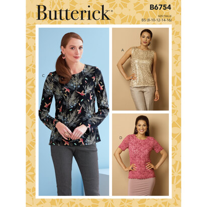 Butterick Misses' Keyhole-Closure Tops B6754 - Sewing Pattern