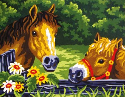 Collection D'Art Ponies at the Fence Tapestry Kit - Multi