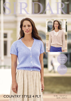 Long and Short Sleeved Cardigans in Sirdar Country Style 4Ply - 7887 - Downloadable PDF