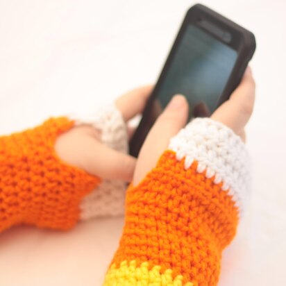 Candy Corn Fingerless Mitts