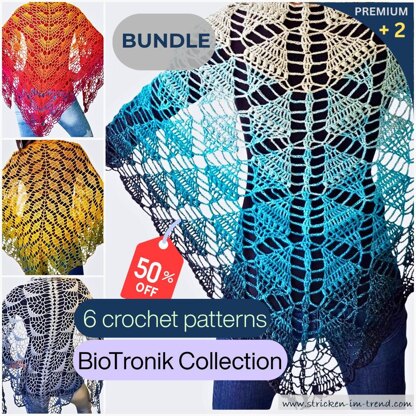 Crochet Pattern Triangle Shawl BioTronik #3 | Textured Crochet Shawl | Modern Geometric Wrap PDF
