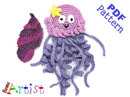 Jellyfich crochet applique pattern