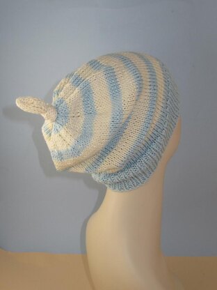 Simple Stripe Topknot Slouch hat