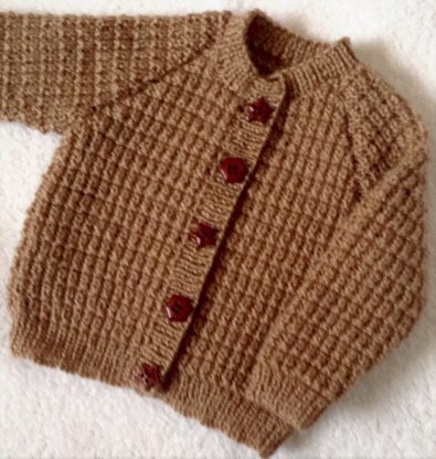 beige baby cardigan