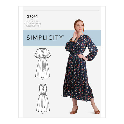 Simplicity Misses' Front Tie Wrap Dress In Three Lengths S9041 - Sewing Pattern
