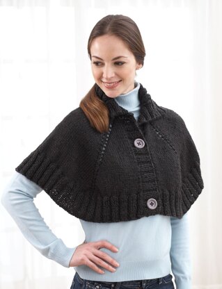 Top Down Button Front Capelet in Bernat Alpaca