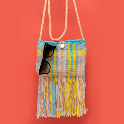 Fun Fringed Bag - Free Knitting Pattern in Paintbox Yarns 100% Wool Worsted - Free Downloadable PDF