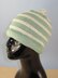 Stripe Roll Brim Topknot Beanie Hat