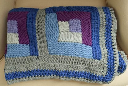 Tunisian Crochet Log Cabin Sampler Blanket