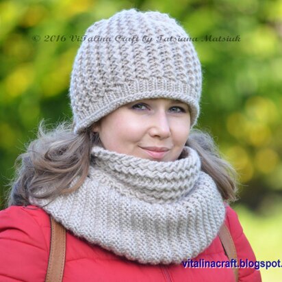 Fancy Twist Hat and Cowl Set