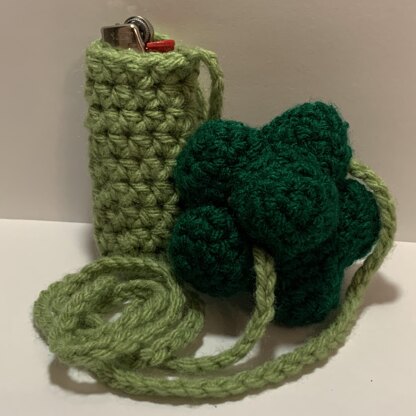 Crochet Broccoli Holder/Pouch/Bag/Necklace for Lighter/Chapstick