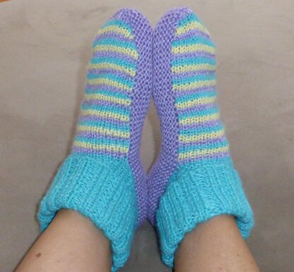 8ply striped slipper socks - Saffron