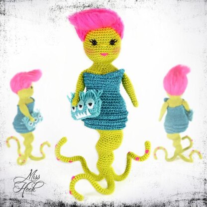 Little Miss Ten Tacle, amigurumi doll crochet pattern