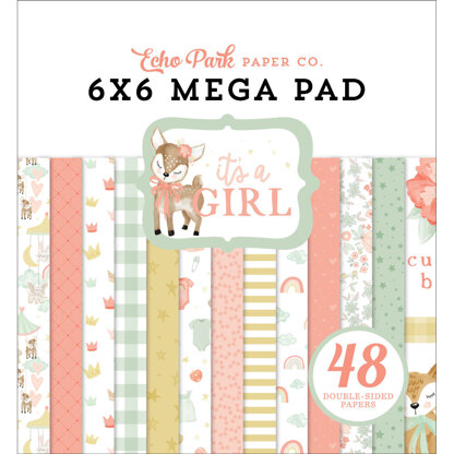 Echo Park Paper It's A Girl Cardmakers 6x6 Mega Pad