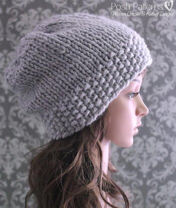 Textured Slouchy Hat Knitting Pattern 362