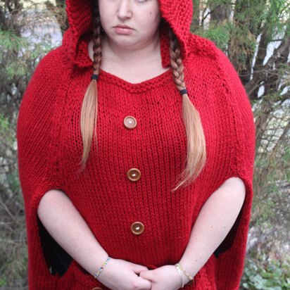 Knitted Red Riding Hood Poncho