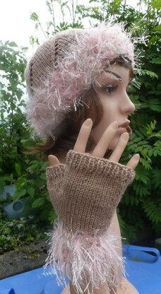 Sparkle Brim Beanie and Hand warmers