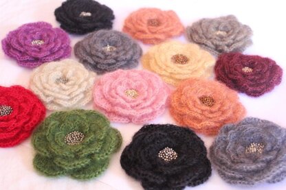 Mohair flower brooch