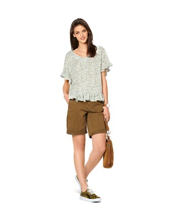 Burda Style Misses' Blouse Shirt â€“ Over-cut Shoulders, V-neck in Front or Back B6204 - Paper Pattern, Size 8-18