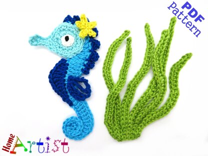 Seahorse + Plants Applique