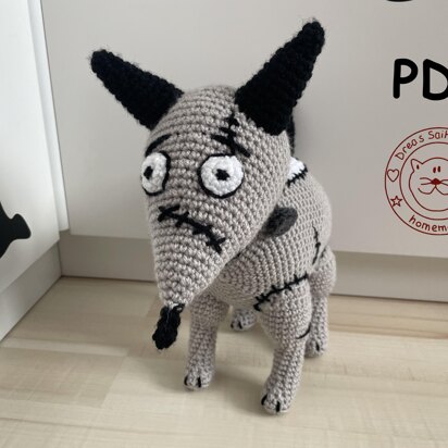 Patched Dog amigurumi