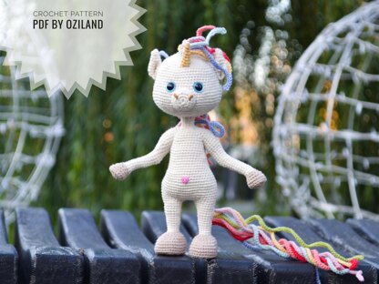 Crochet Pattern Amigurumi Rainbow the unicorn toy