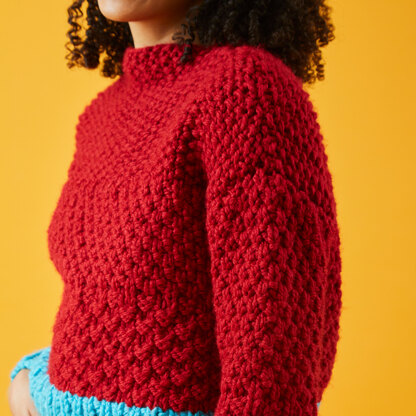 Ombre Textured Jumper - Free Knitting Pattern For Women in Paintbox Yarns Simply Super Chunky