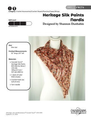 Nardis in Cascade Yarns Heritage Silk Paints - FW274 - Downloadable PDF