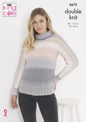 Sweater and Cardigan Knitted in King Cole DK - 5675 - Downloadable PDF
