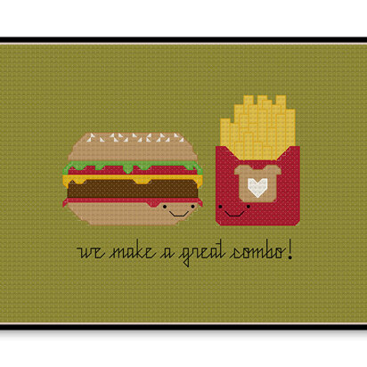 Burger and Fries Kawaii - PDF Cross Stitch Pattern