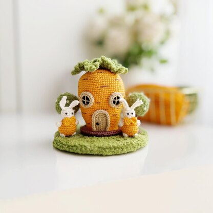 Crochet fairy house, amigurumi house, crochet bunny pattern, Carrot House