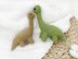 Crochet dinosaur Brontosaurus toy and baby teething rattle amigurumi pattern