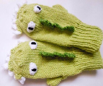 Dinosaur Dragon Mittens knit