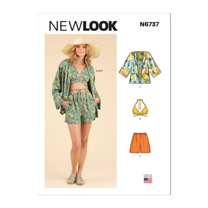 New Look Misses' Jacket, Wrap Halter Top and Shorts N6737 - Paper Pattern, Size 8-10-12-14-16-18-20