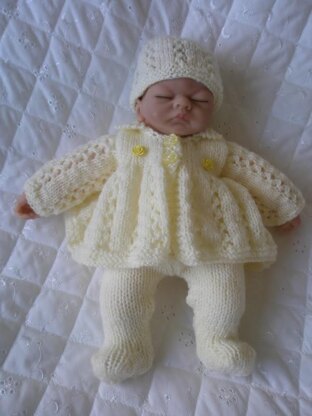 Knitting pattern 10" Dolls Matinee Coat, Hat and Leggings