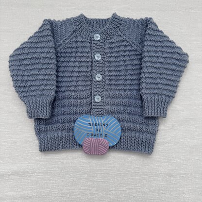 Callie Baby Cardigan 16" to 22" chest size. Approx 0-12mths