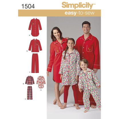 Simplicity Child's, Teens' and Adults' Loungewear 1504 - Sewing Pattern